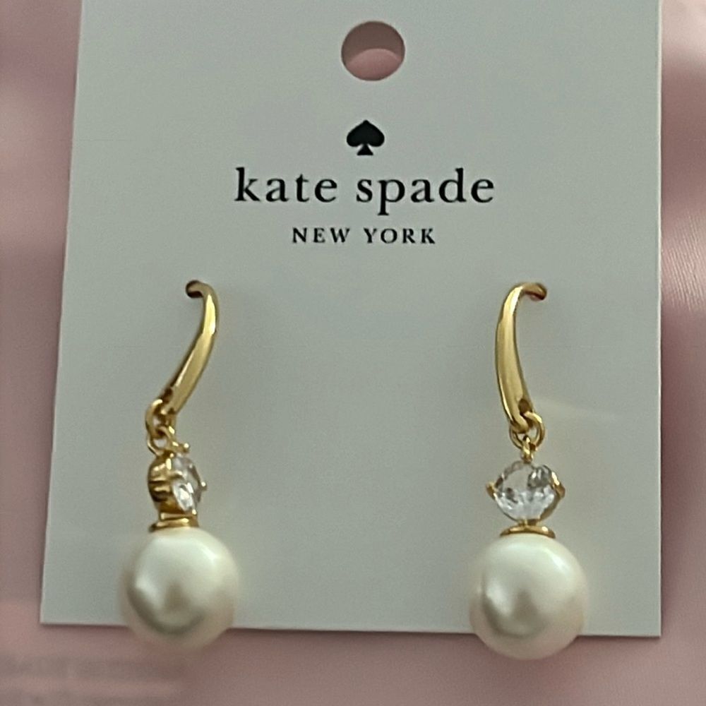 Nwt Kate Spade Cream Glass Pearl Earrings "Pearls Of Wisdom" L1